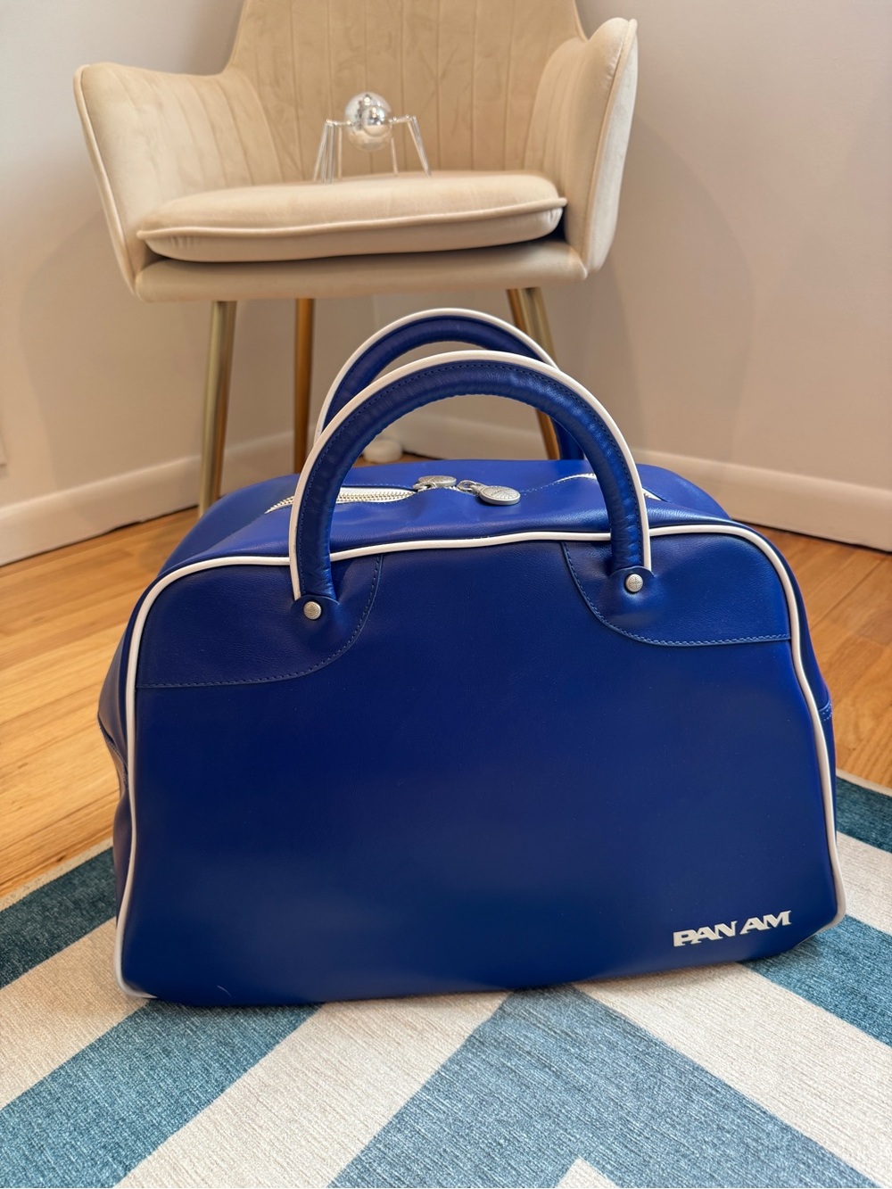 Pan Am Blue Travel Duffel Bag with White Logo - Picture 3 of 9